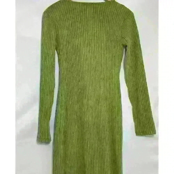 ZARA Dress round neck long sleeves. False front buttons, Mid-green Size L. - Picture 11 of 13